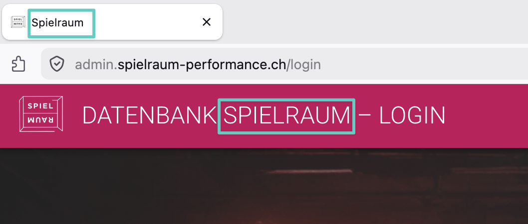 The Spielraum application name shown in the browser title and login header