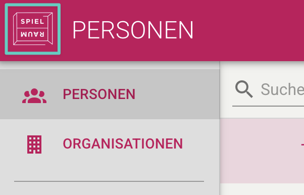 The Spielraum logo used as the navigation bar toggle